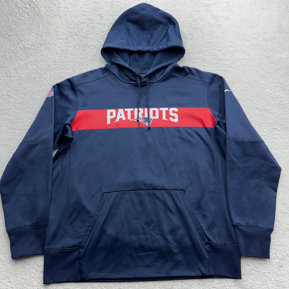 Nike NFL Onfield New England Patriots Hoodie Navy Blue Mens Large Pullover